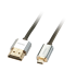 Lindy Câble HDMI® Slim, compatible HDMI 2.0 Ultra HD, Ethernet CROMO®, type A/D, 2m 