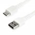 StarTech.com Câble de Chargement 2m USB A vers USB C - Cordon USB 2.0 vers USB-C à Charge/Synchronisation Rapides - Gaine TPE en Fibre Aramide M/M 3A Blanc - Samsung S10/iPad Pro/Pixel (RUSB2AC2MW) - Câble USB - USB (M) droit pour USB-C (M) droit - Thunde 