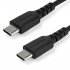 StarTech.com Câble de Chargement USB-C 1m - Cordon de Chargement USB 2.0 Type C vers USB-C pour PC Portable - Gaine TPE Fibre Aramide M/M 60W Noir - Samsung S10 S20 iPad Pro MS Surface (RUSB2AC1MB) - Câble USB - USB-C (M) droit pour USB-C (M) droit - Thun 