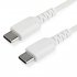 StarTech Câble de Chargement USB-C 2m - Cordon de Chargement USB 2.0 Type C vers USB-C pour PC Portable - Gaine TPE Fibre Aramide M/M 60W Blanc - Samsung S10 S20 iPad Pro MS Surface (RUSB2CC2MW) - Câble USB - USB-C (M) droit pour USB-C (M) droit - Thunder 