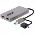 StarTech.com Adaptateur USB vers Double HDMI, USB A/C, 1x4K30Hz/1x1080p - Adaptateur vidéo - USB type A, USB-C mâle pour 2 x 19 pin HDMI Type A femelle - gris - support 4K 